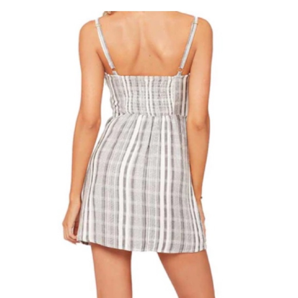 L*Space Valery Wrap Mini Dress Gray Stripe Button Front Beach Size L - Picture 3 of 14